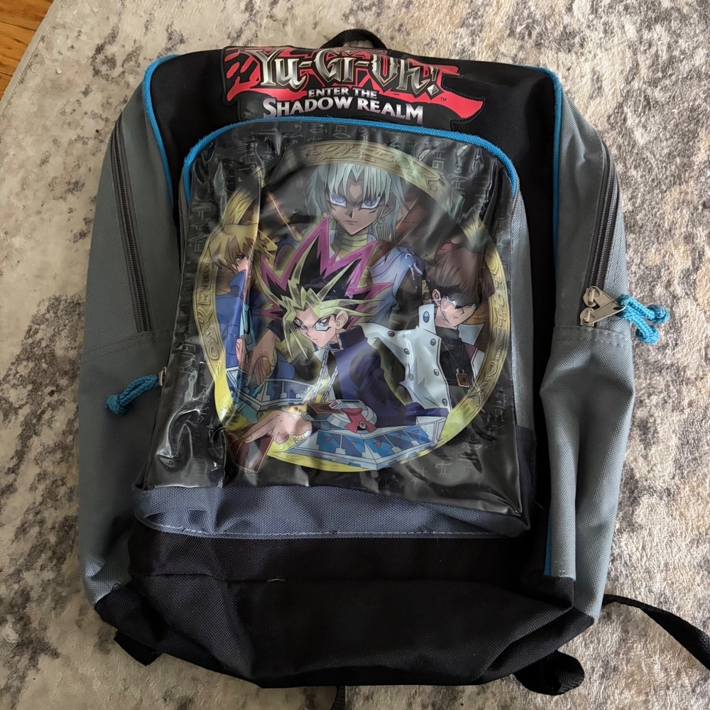 Yu-Gi-Oh Enter the Shadow Realm Vintage Anime Backpack Black Grey Yugi Kaiba